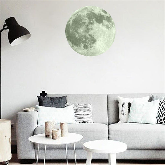 40cm 3D Large Moon Fluorescent Wall Sticker