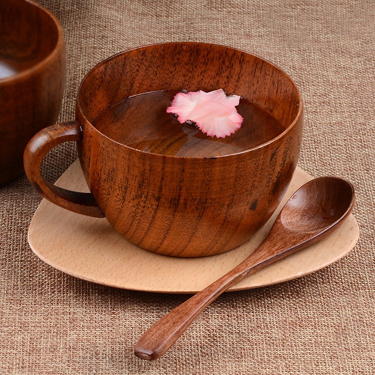 Wooden Coffee Mug and Spoon Set