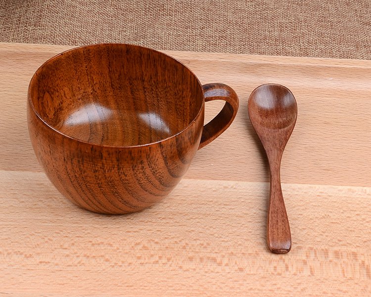 Wooden Coffee Mug and Spoon Set