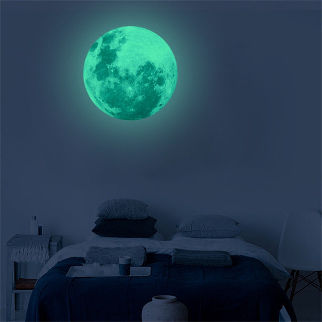 40cm 3D Large Moon Fluorescent Wall Sticker