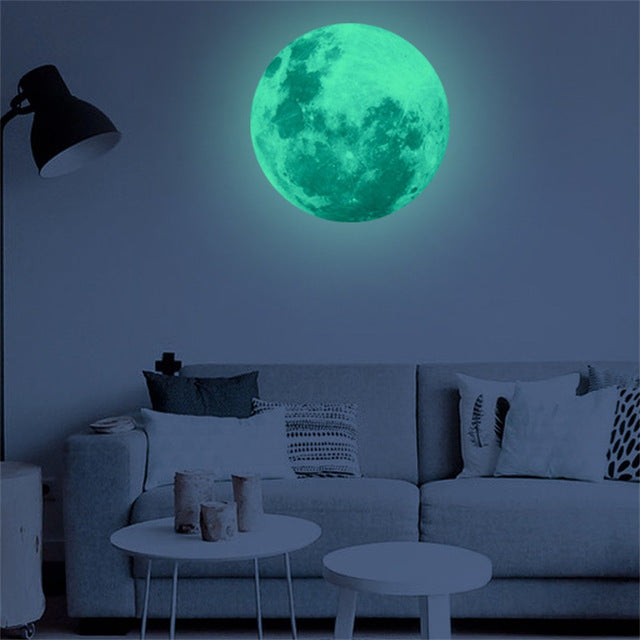 40cm 3D Large Moon Fluorescent Wall Sticker