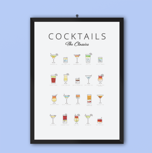 Cocktails Art Poster Decor